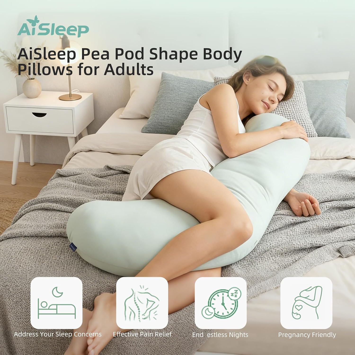 Body Pillows for Adults, Full Body Pillow for Side Sleepers, Long Body Pillow for Bed, Pea Pod Shape Long Pillow for Pregnancy Sleeping…