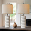 USumkky 26" Tall Table Lamp for Living Room -Vintage White Lamps Set of 2 Modern Ceramic Lamps for Night Stands, Bedside Lamp for End…