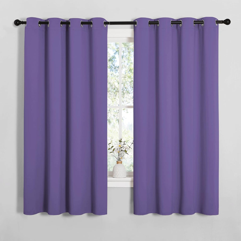 NICETOWN Bedroom Curtain Panels Blackout Draperies, Thermal Insulated Solid Grommet Blackout Curtains/Drapes (Lilac Purple, 1 Pair, 55 by…