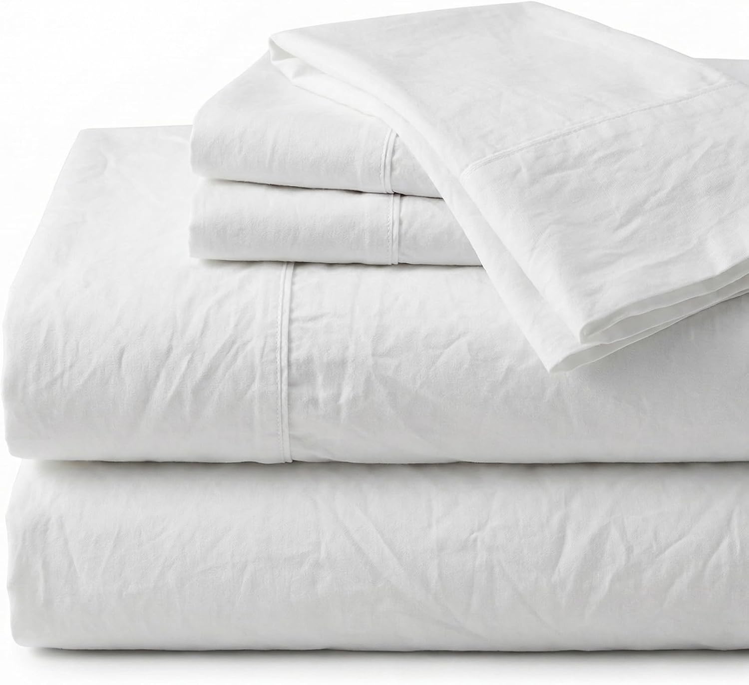 Perupima Peru Pima 285 Thread Count Percale King Sheet Set - 100% Peruvian Pima Cotton, 4 Piece (Flat, Fitted, 2 Pillowcases) - Cooling, Cr…