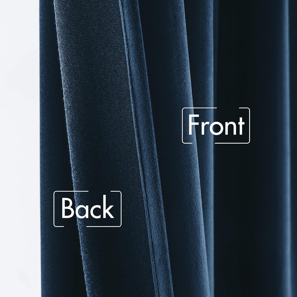 Miulee Navy Blue Velvet Curtains 96 inches - Luxury Blackout Curtains for Bedroom Living Room Thermal Insulated Super Soft Window Drapes Ro…