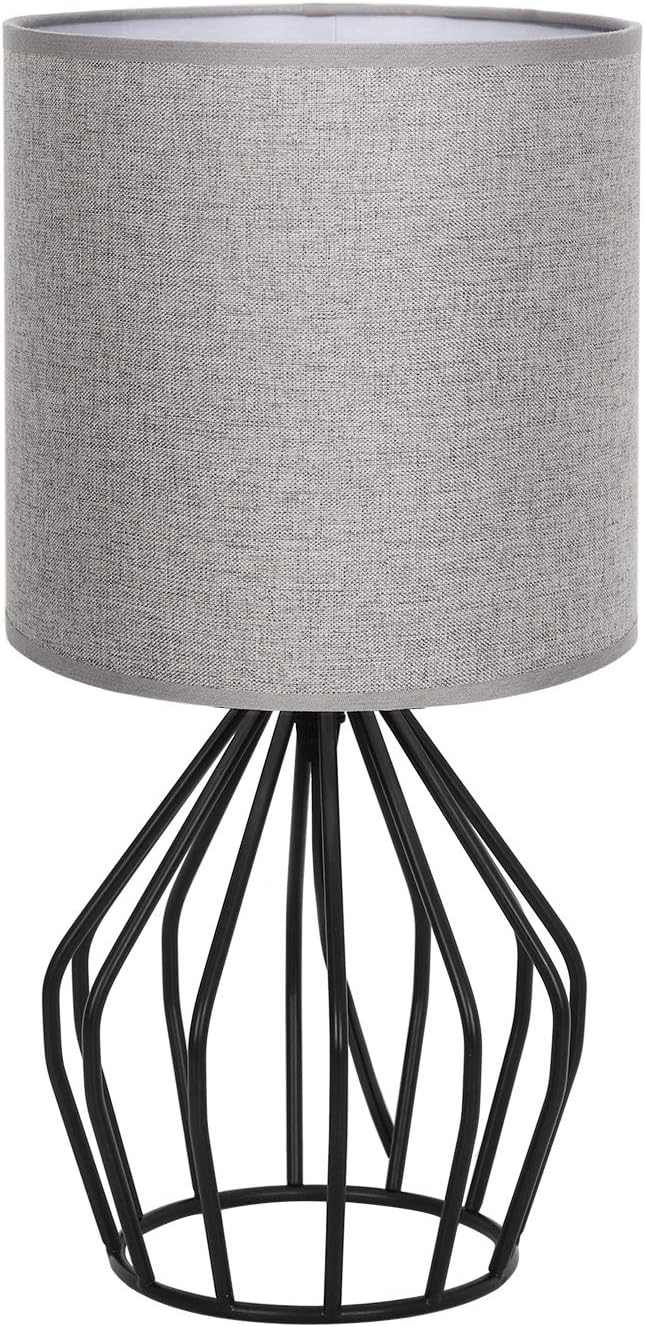 HAITRAL Farmhouse Table Lamp - Small Nightstand Lamp for Bedroom, Black Metal Cage Table Lamp for Living Room, Dorm, Office with Hollowed…