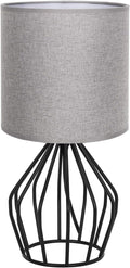 HAITRAL Farmhouse Table Lamp - Small Nightstand Lamp for Bedroom, Black Metal Cage Table Lamp for Living Room, Dorm, Office with Hollowed…