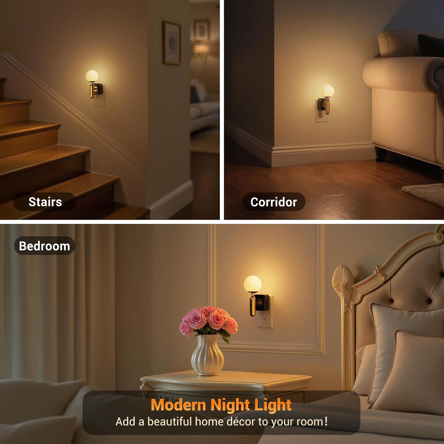 JandCase Night Light Plug in, Night Lights Plug into Wall, 3000K Soft Light LED NightLights, 0-100LM Dimmable Night Light, Built in Dusk…