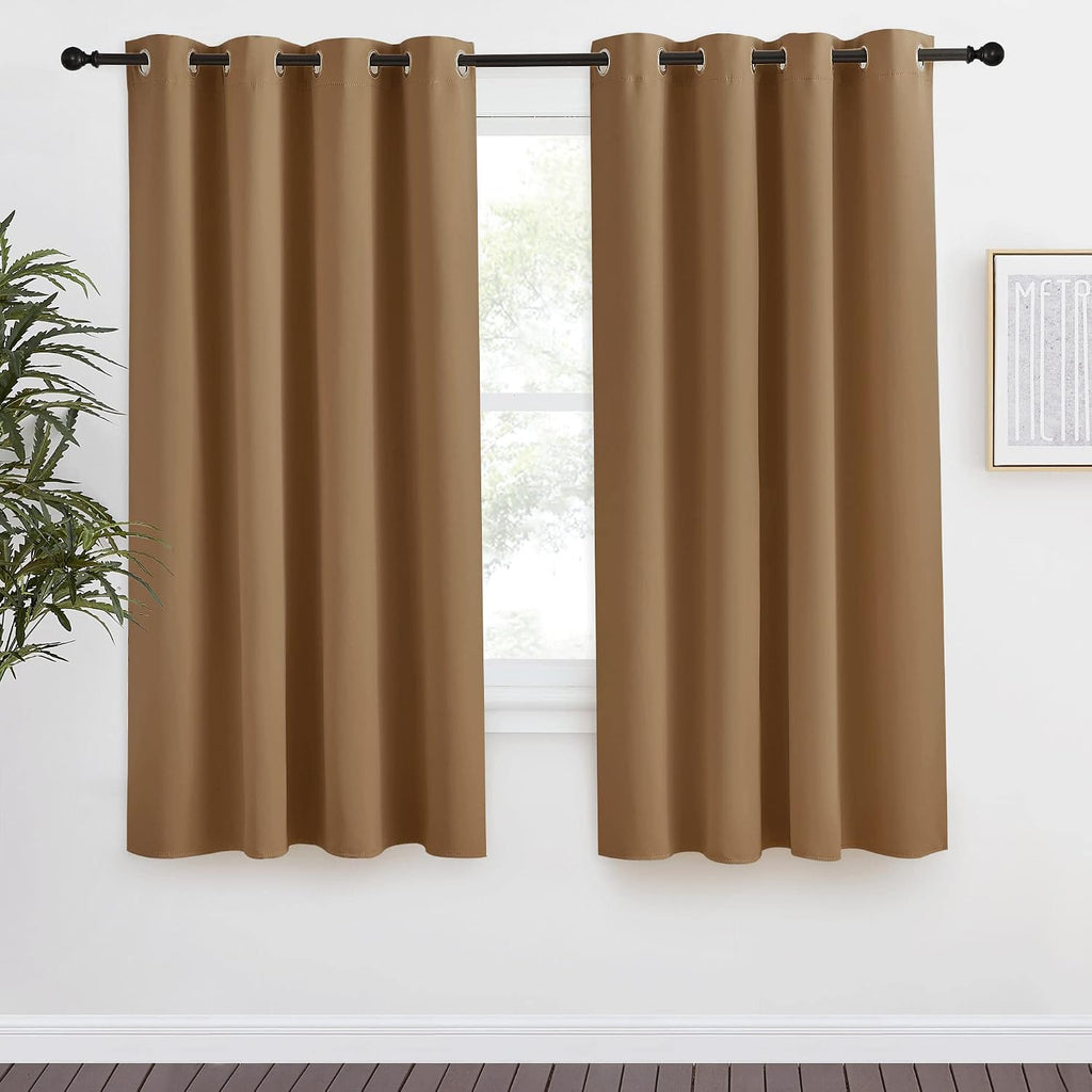 NICETOWN Gold Brown Curtain 68 inch Long, 1 Panel, W55 x L68, Grommet Blackout Thermal Insulated Room Darkening Sound Reducing Window…
