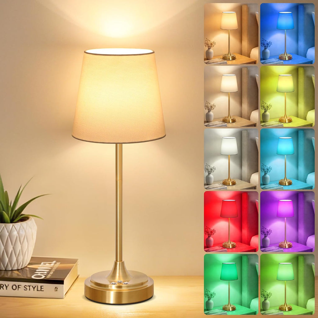 Wowag Cordless Table Lamp Rechargeable,5000mAh Battery Operated Desk Lamp,3 Colors & 7 RGB Stepless Dimmable, Touch Control Ambient Light…