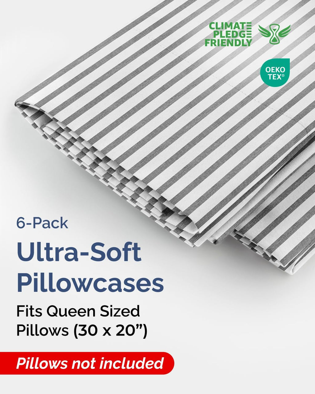 Queen Pillow Cases Set of 6 - Ultra Soft Hotel Quality Pillowcase Covers - Comfy & Wrinkle Free - Shrink & Fade Resistant - Machine…