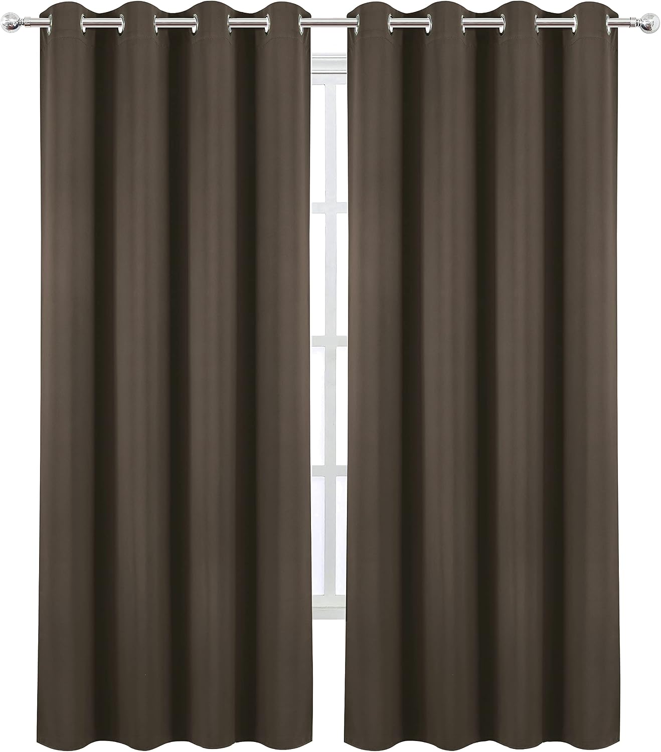 Lemomo Blackout Curtains 66 x 95 inch/Chocolate Brown Curtains Set of 2 Panels/Thermal Insulated Room Darkening Bedroom Curtains 95 inch si…