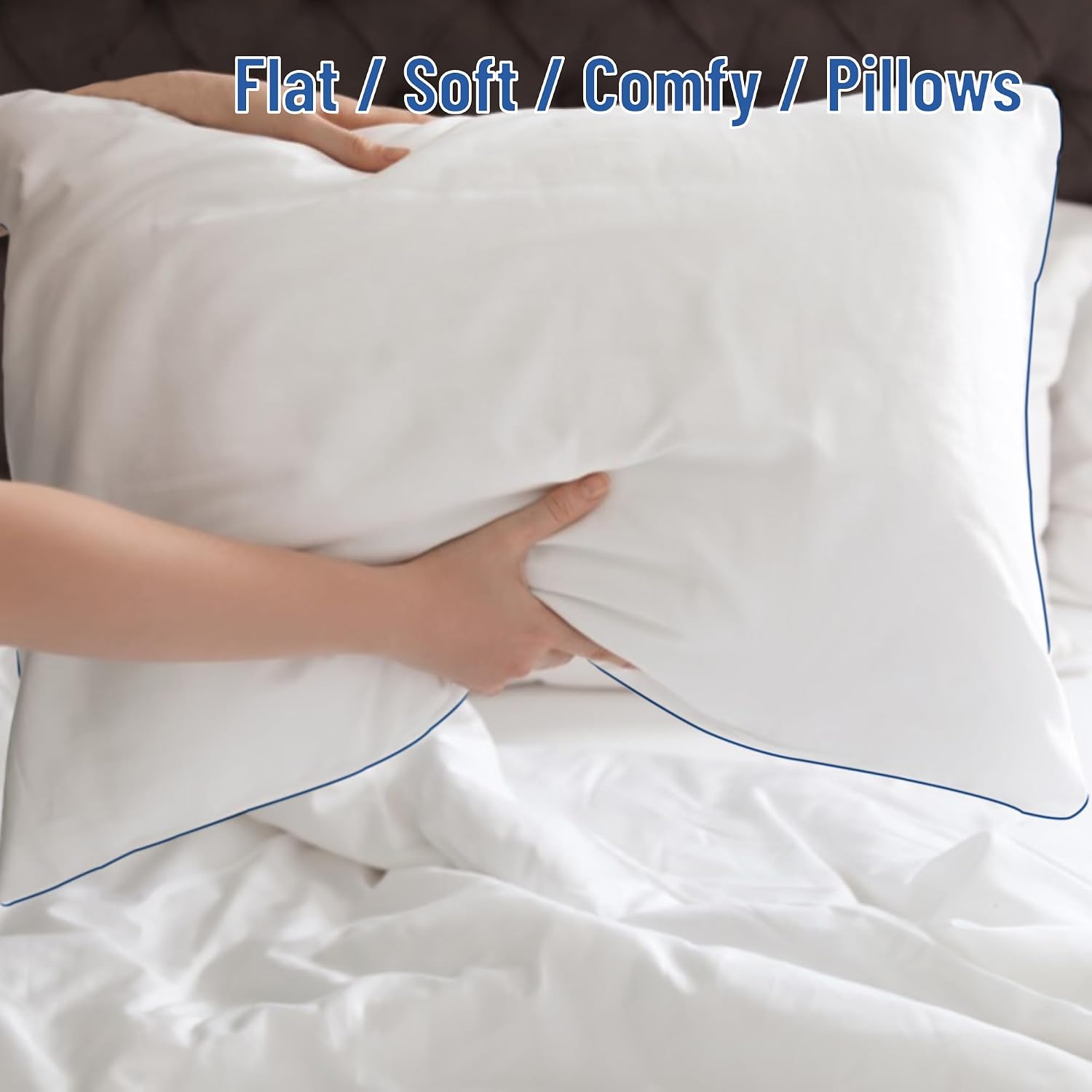 Silui Flat Soft Thin Pillows King Size Set of 2 Pack Bed Pillow with Down Alternative Fill for Side Back Stomach Sleepers, 20x36 Inches, Wh…