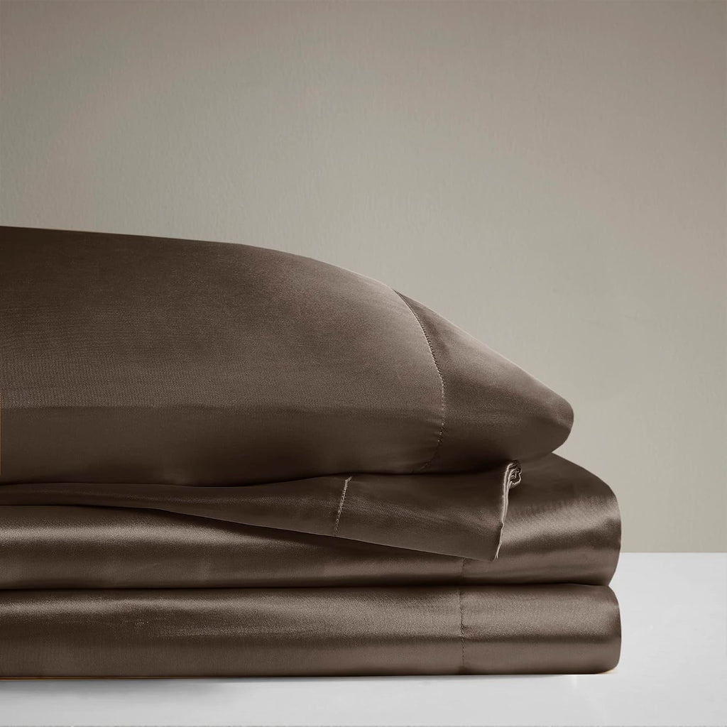 Madisonpark Madison Park Essentials Satin Sheet Set Luxury and Silky with Natural Sheen, Elastic 14" Pocket fits up to 16" Mattress, All Ar…