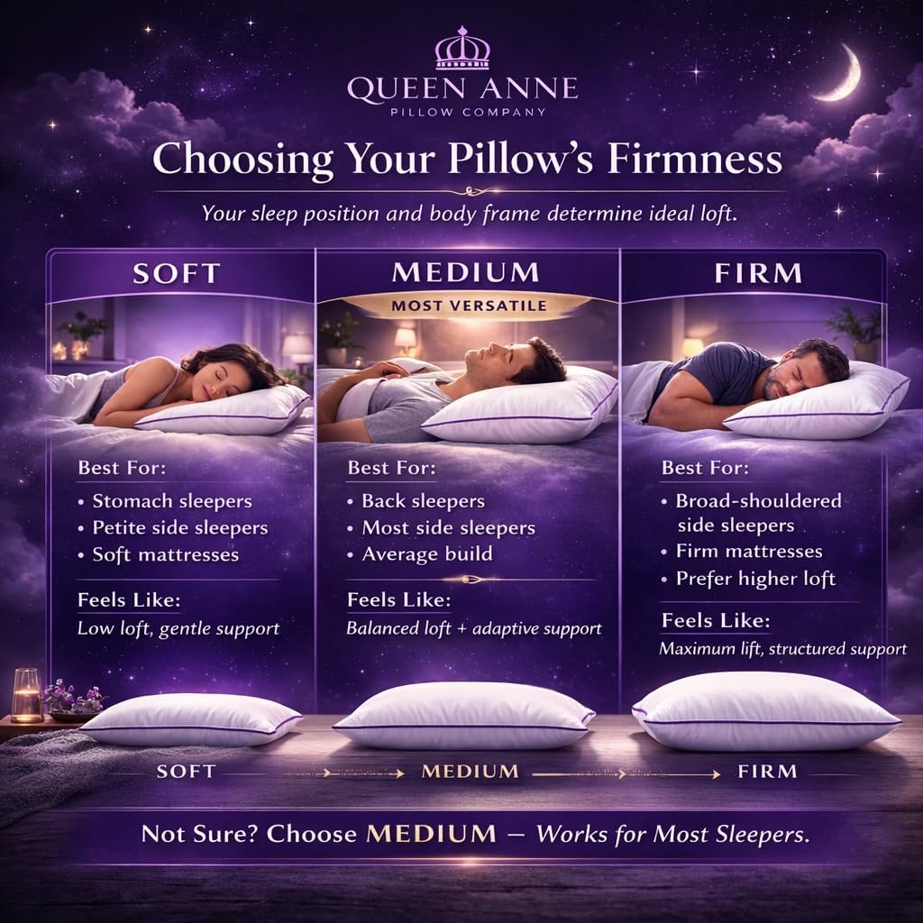 QueenAnnePillowCompany Queen Anne Hotel Pillows Queen Size Bed Pillows for Sleeping, Set of 2 – Adjustable Luxury Down Alternative for Side…