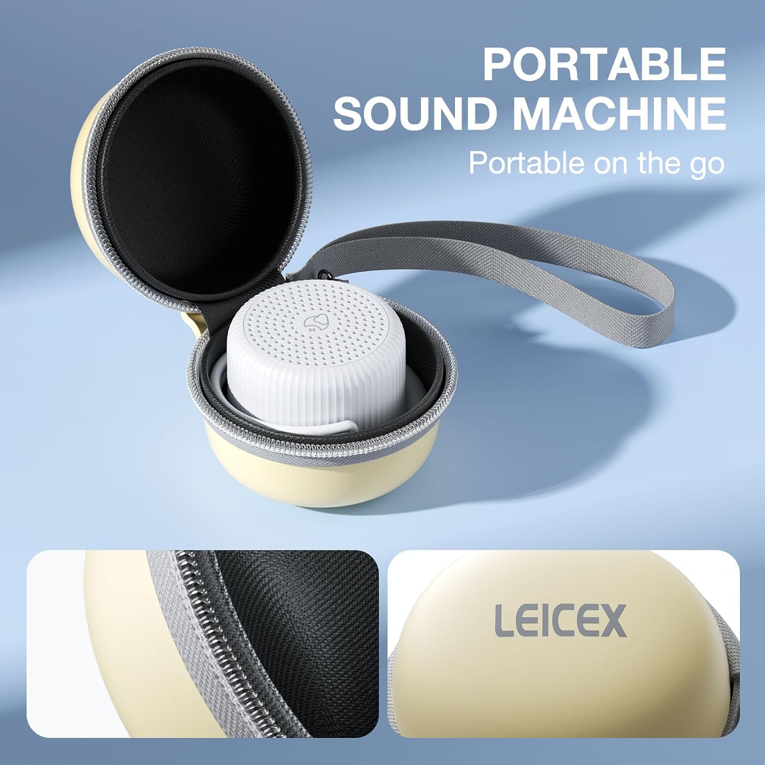 LEICEX Portable Sound Machine + Travel Case, Mini White Noise Machine for Sleeping & Travel Case