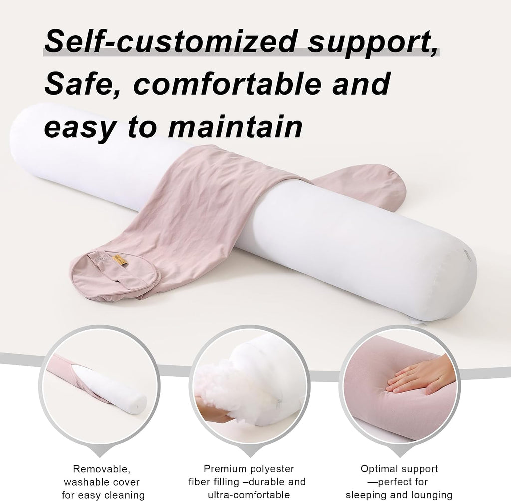 Body Pillow for Adults, Long Round Pillow, Big Cylindrical Pillow, Large Full Bolster Pillows for Side Sleepers (Purple, 59"*7.87")