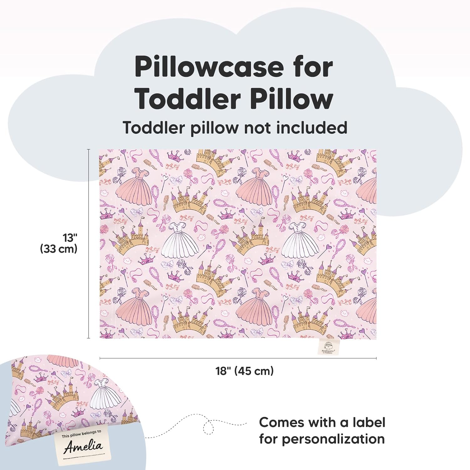 KeaBabies Toddler Pillowcase 13"x18" - Organic Cotton Toddler Pillowcase for Kids, Boys, Girls, Soft & Durable Cotton Cover for Miniature…