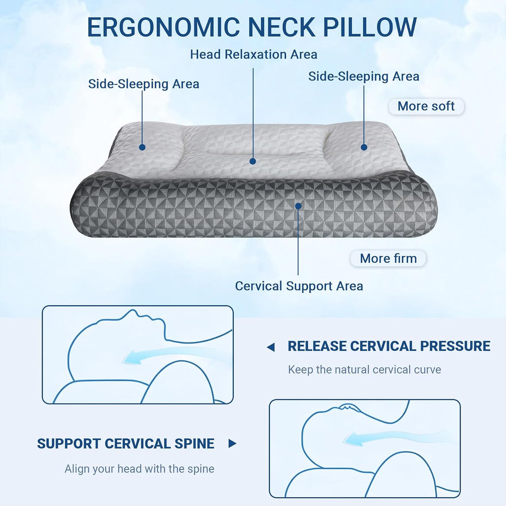 Favocama Cervical Neck Pillow for Sleeping - Ergonomic Side Sleeper Pillows for, Contour Cervical Pillow for Neck Support, Orthopedic Memo…