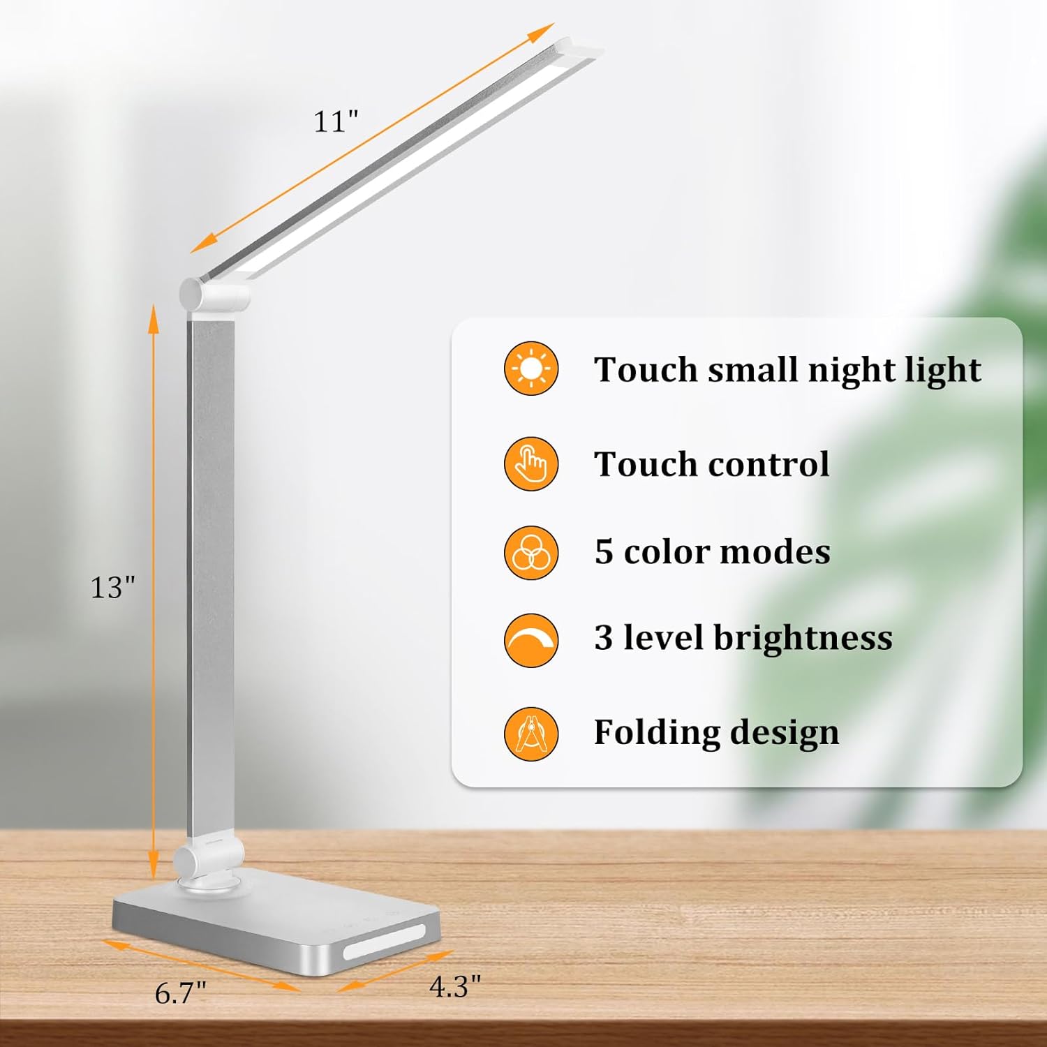Dott Arts LED Desk Lamp with USB Ports, Touch Desk Lamps for Home Office with 5 Color Modes,3 Brightness Desk Light with Small Night…