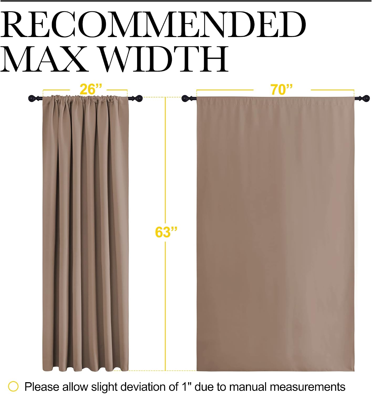 NICETOWN Kids Blackout Curtain Panels - Window Treatment Thermal Insulated Solid Rod Pocket Blackout Drapes for Bedroom (Cappuccino, Set…