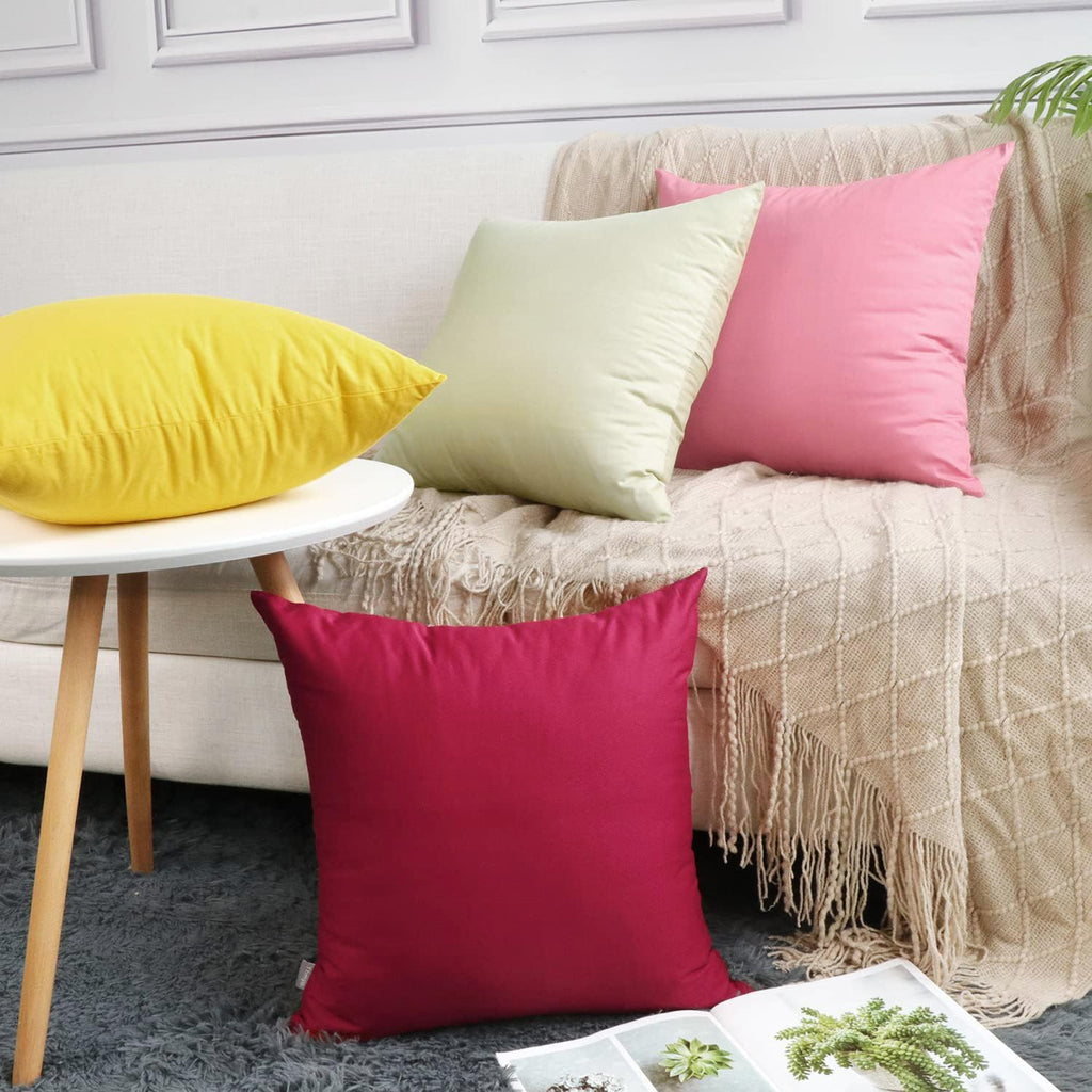Thmyo 4-Pack 100% Cotton Comfortable Solid Decorative Throw Pillow Case, Thmyo Square Cushion Cover Pillowcase Sublimation Blank Pillow Cove…