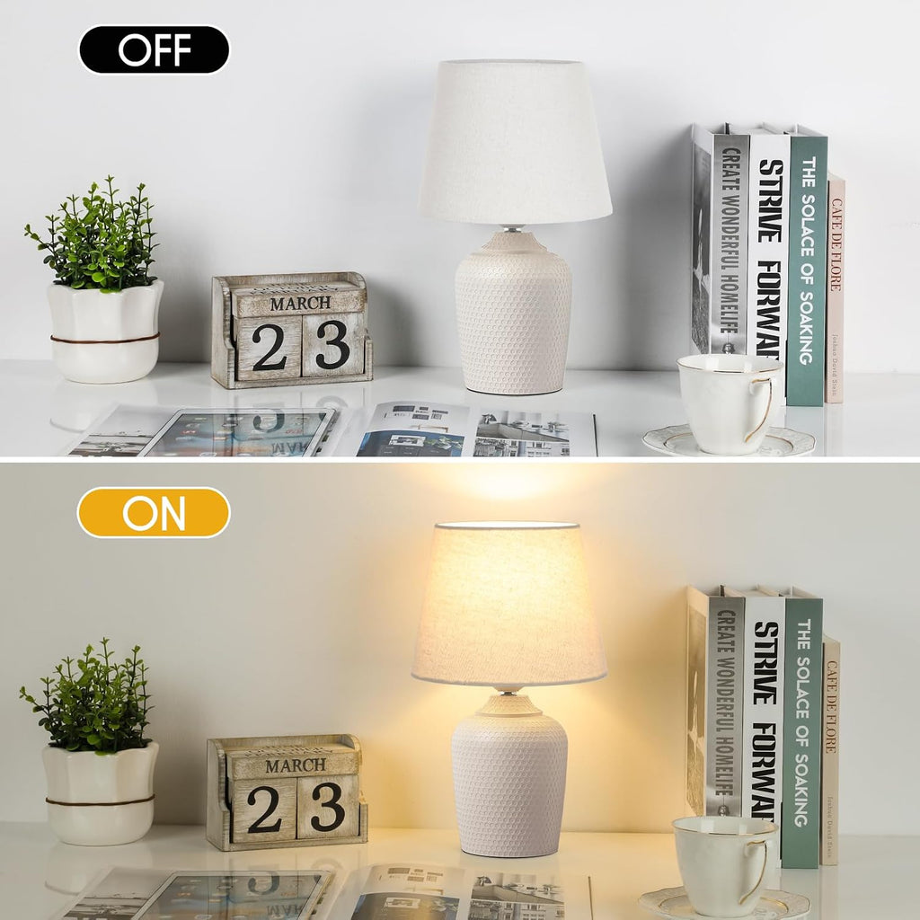 Sucolite Small 11.8'' Table Lamps Set of 2, Bedside Nightstand Lamps for Bedroom Kid’s Room, Cute Desk Lamps with Studded Texture Base…