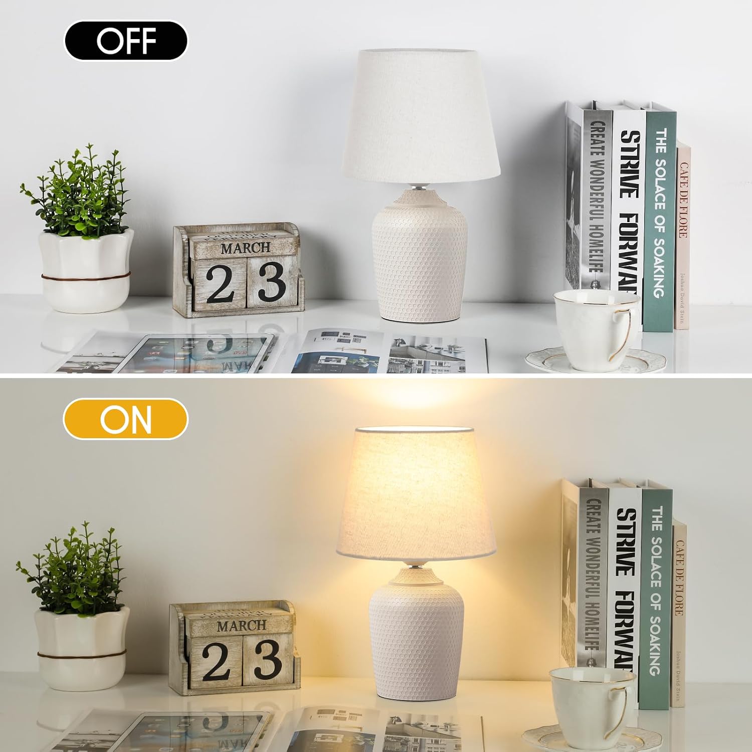 Sucolite Small 11.8'' Table Lamps Set of 2, Bedside Nightstand Lamps for Bedroom Kid’s Room, Cute Desk Lamps with Studded Texture Base…