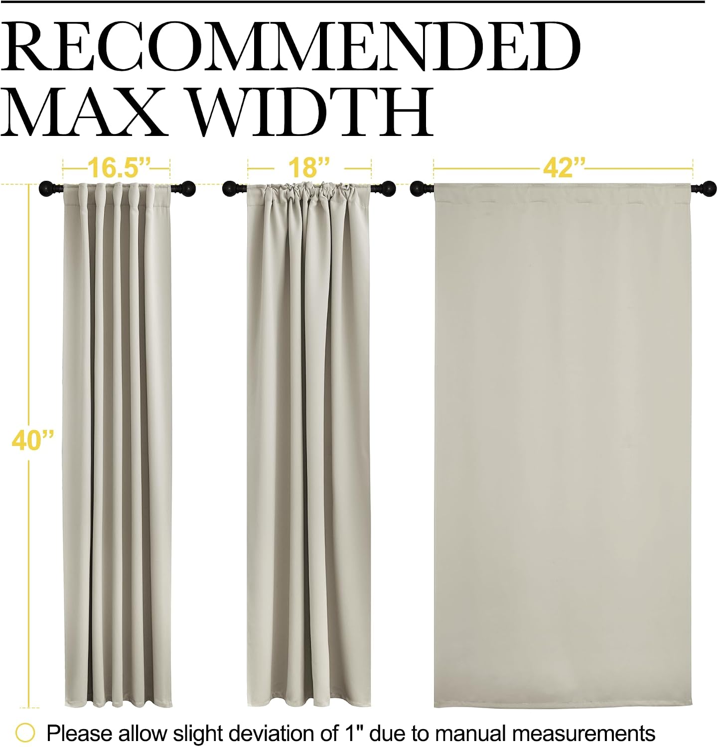 NICETOWN Blackout Curtains Window Drapes - (Natural Color) 42 inches W by 40 inches L, Set of 2, Blackout Curtain Panels for Boy's Nursery