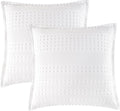 Phf 100% Cotton Ruffle Waffle Weave Euro Sham Covers, 2 Pack 26" x 26" Bed Pillow Covers for Elegant Home Decor, No Filling, Luxury Aesthet…