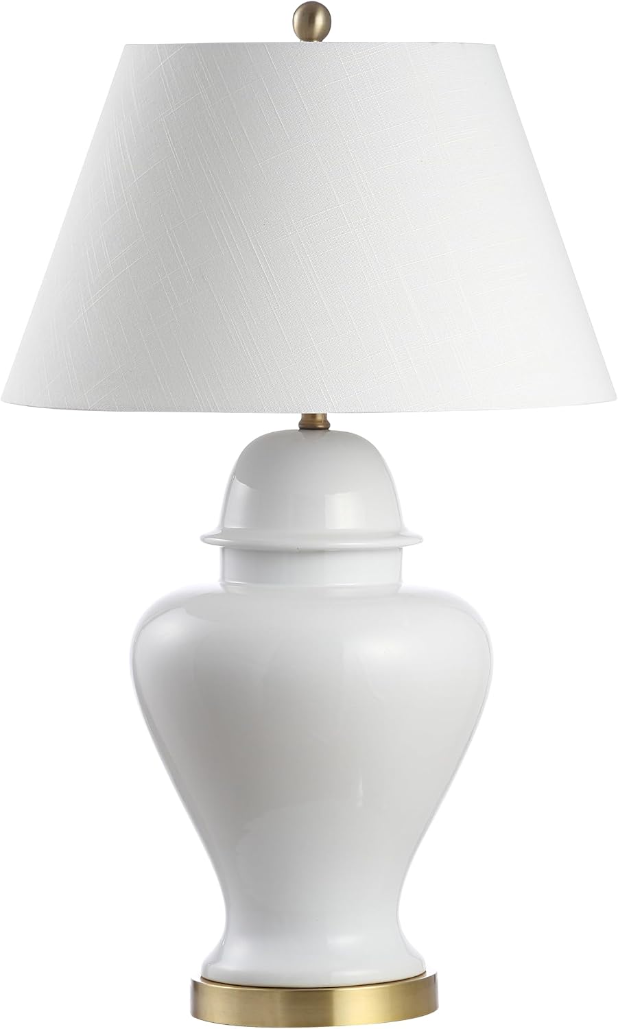 JONATHAN Y 33" White Modern Ceramic Ginger Jar Table Lamp for Living Room, Traditional Bedside Lamp for Bedroom Entryway, White Linen…