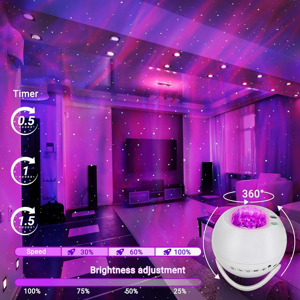 HERHOTER Star Projector, Northern Lights Projector, with Bluetooth Speaker, White Noise, Remote Control, Night Light, for Game Room, Adults…