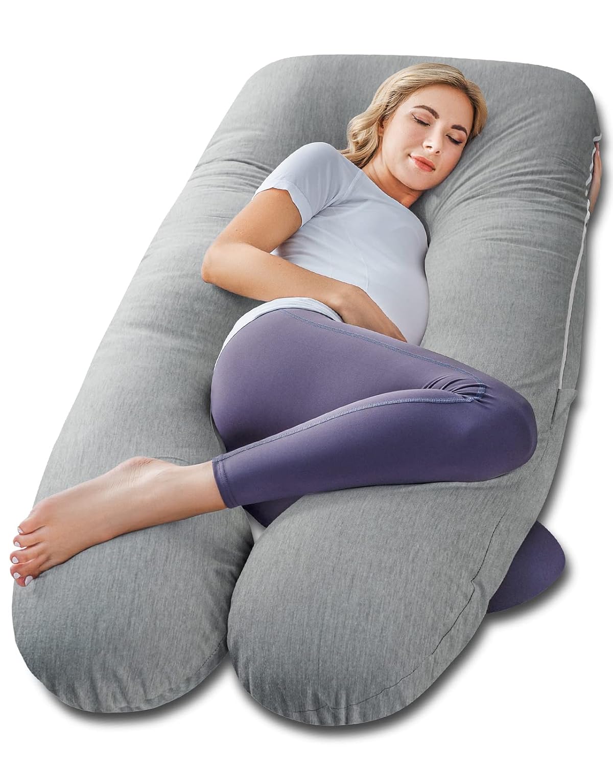 Meiz Pregnancy Pillows, Cooling Silky Pregnancy Pillows for Sleeping, 60" Full Body Maternity Pillow for Tall Pregnant Woman with Cooling S…