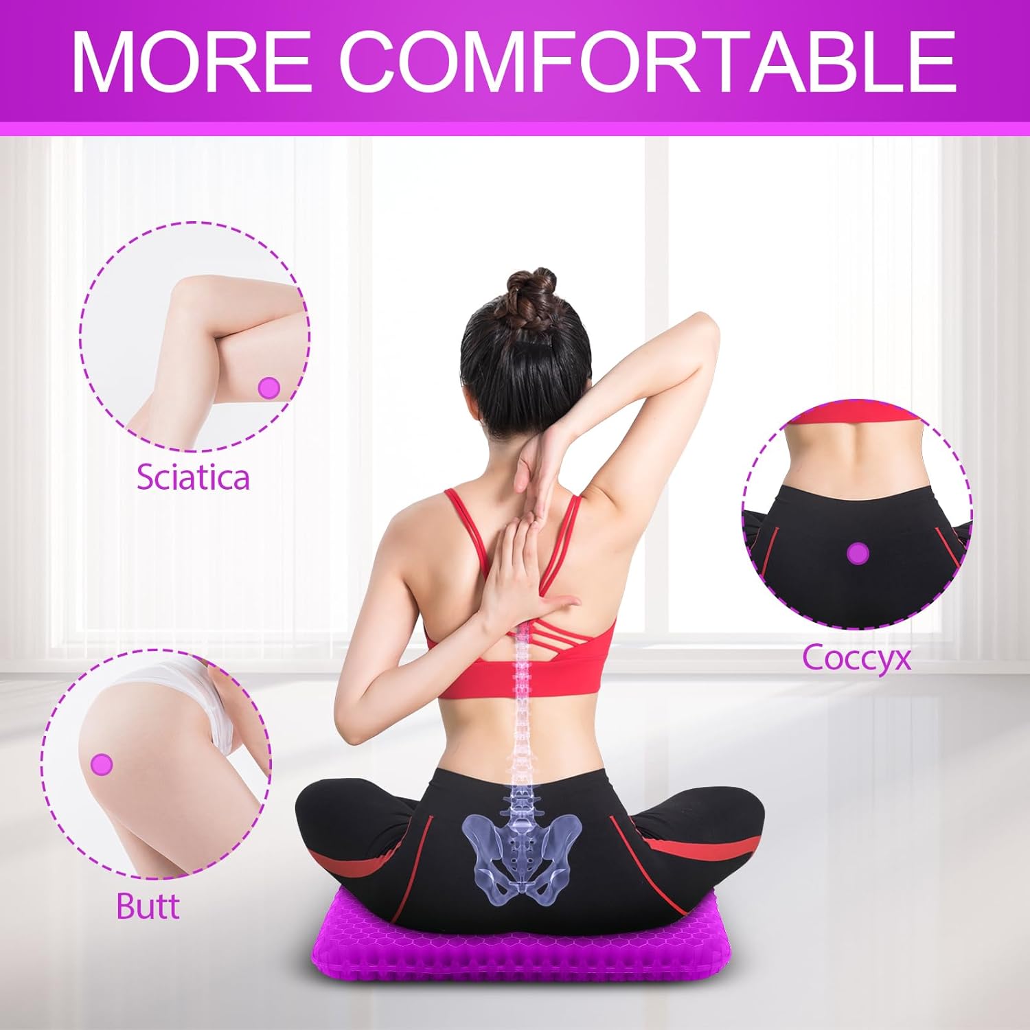 KYSMOTIC Gel Seat Cushion for Long Sitting (Large & Thick), Soft & Breathable, Gel Cushion for Wheelchair, Gel Chair Cushion for Hip…