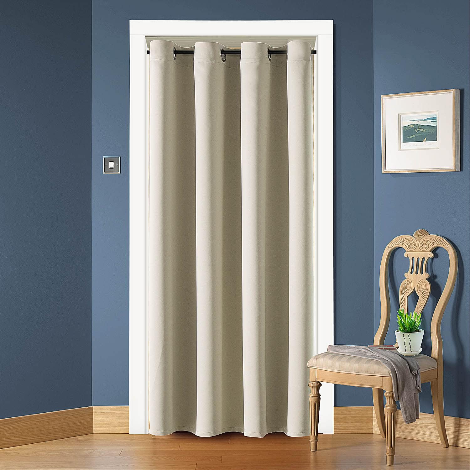 ChrisDowa Blackout Door Curtains for Doorway Privacy, Grommet Closet Curtains for Bedroom Closet Door, Thermal Insulated Temporary Doorway…