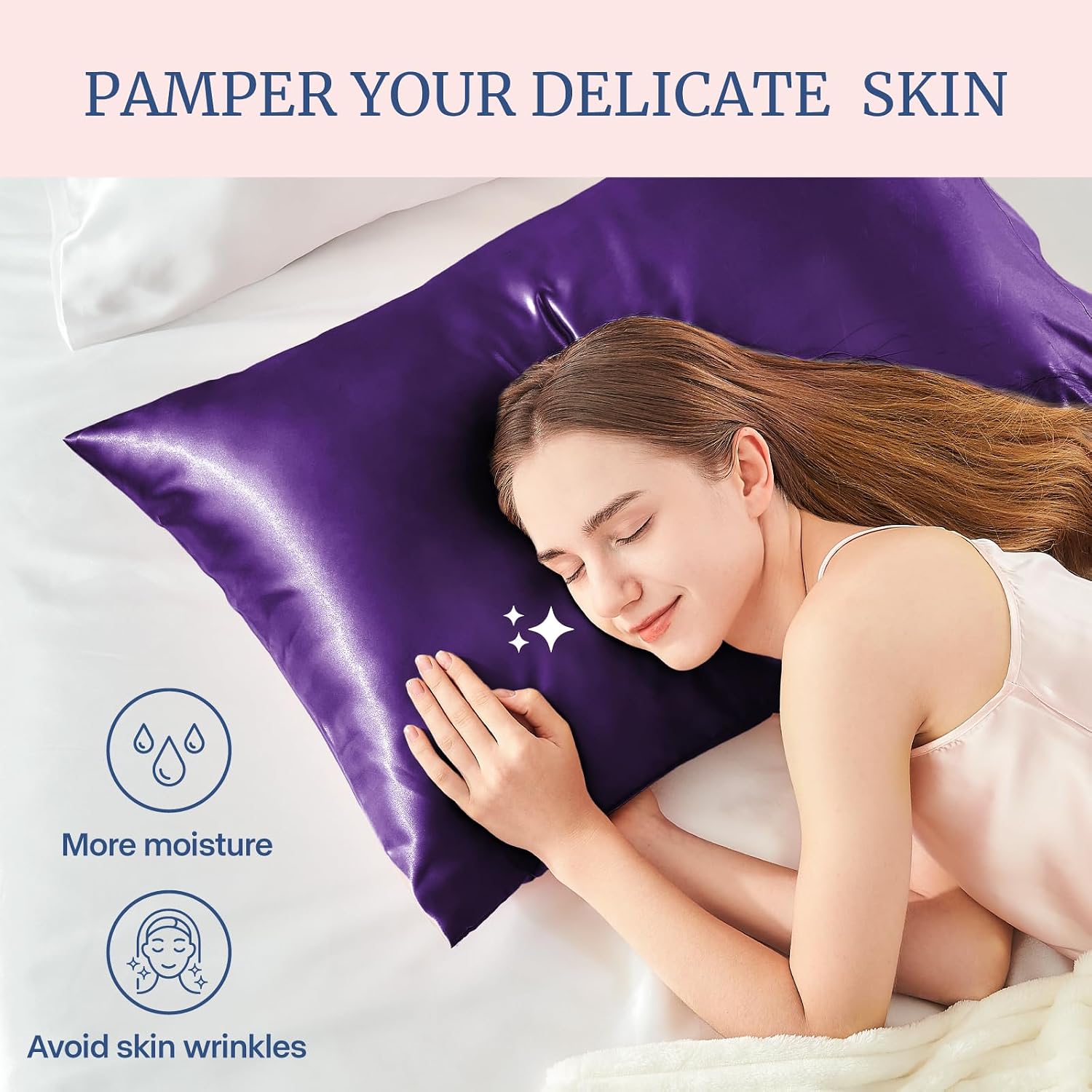 Bedelite Satin Pillowcase for Hair and Skin, Super Soft and Cooling Similar to Silk Pillow Cases 2 Pack with Envelope Closure, Gift for Wom…