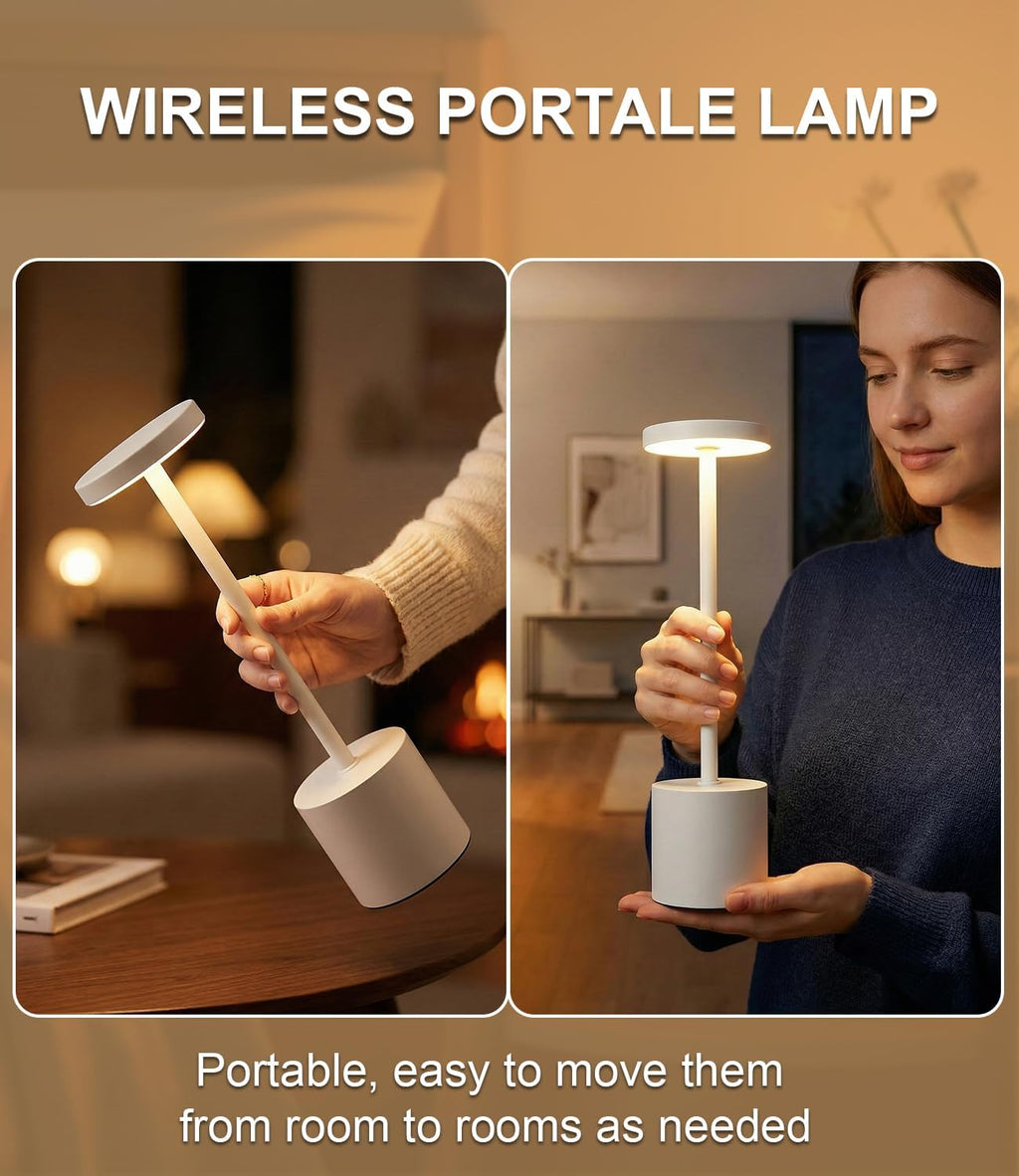 Swinerton White Rechargeable Cordless Table Lamps Set, 5000mAh Battery Powered Wireless Table Light, Portable LED Desk Lamp, 3 Color…