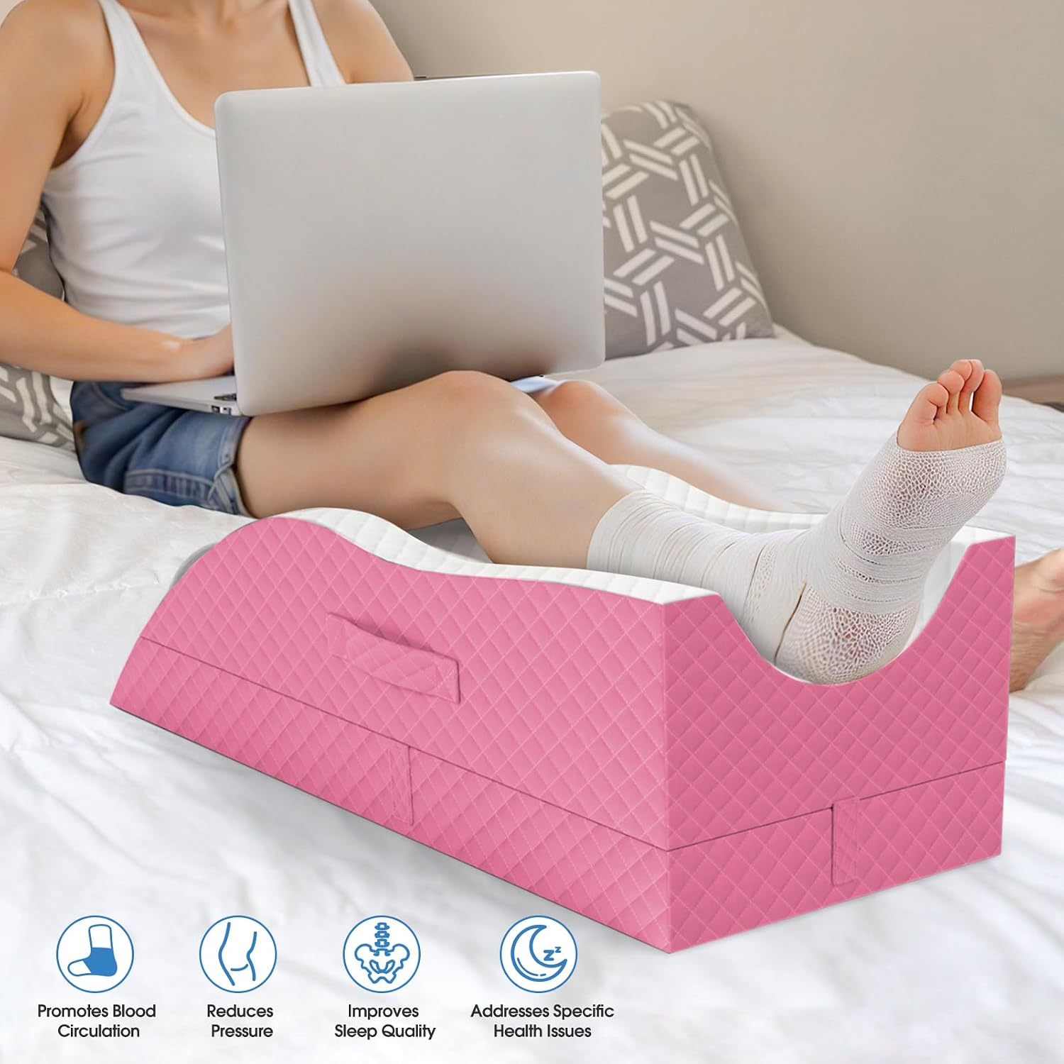 TranquilRelax TranquilRelax Elevation Pillows for Leg After Surgery, Memory Foam Adjustable Wedge Pillow for Injury or Rest, Ankle P…