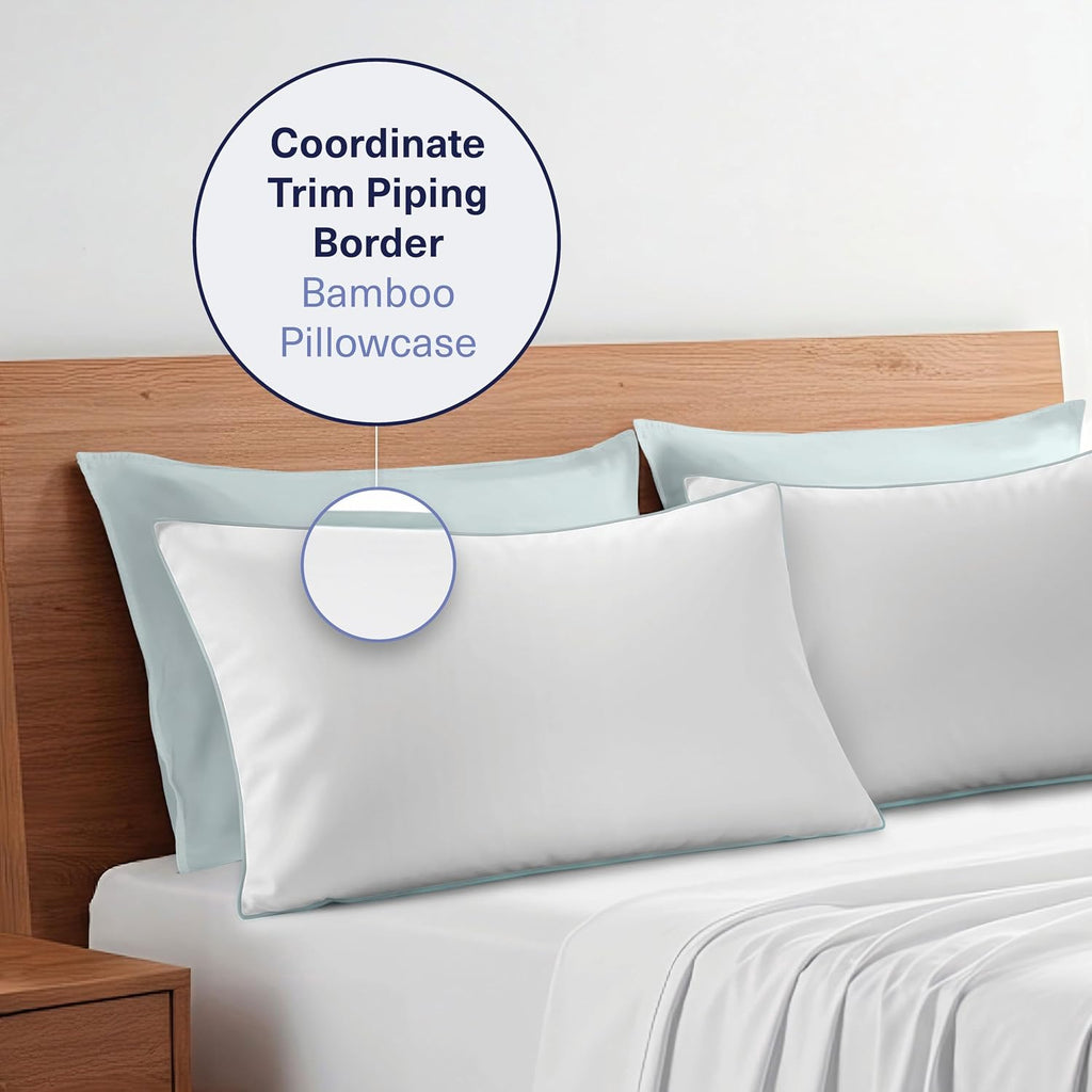 KickoffHome Kickoff Viscose Bamboo Pillowcase, King, Set of 2, 100% Organic Hidden Zippered Viscose Bamboo Pillow Case King Size, Cooling P…