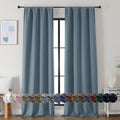 Simplebrand Ava Stone Blue Blackout Curtains for Bedroom 90 Inches Long 2 Panels Set, Solid Privacy Energy Saving Living Room Window Treatm…