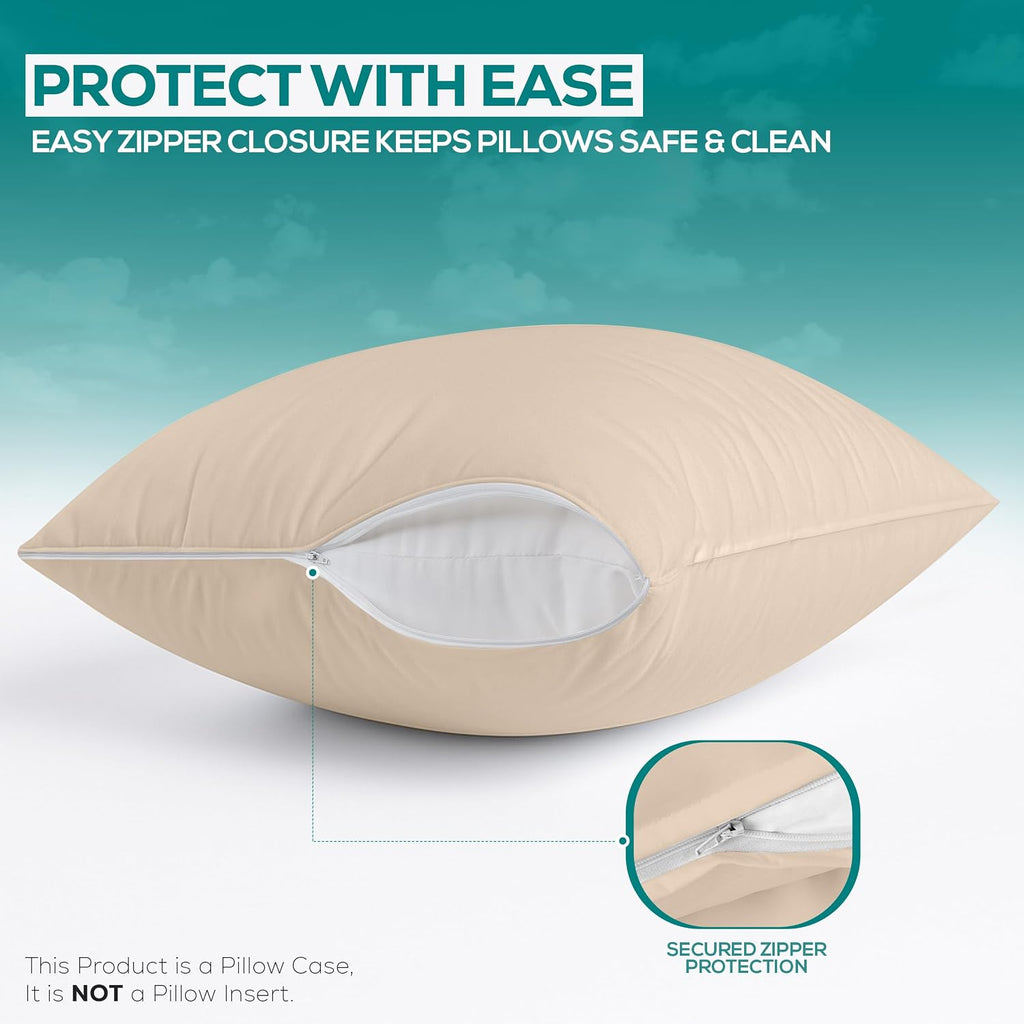 Utopiabedding Utopia Bedding 100% Waterproof Pillow Protectors with Zipper Queen Size (Set of 2), Bed Bug and Dust Mite Proof Zippered Pill…