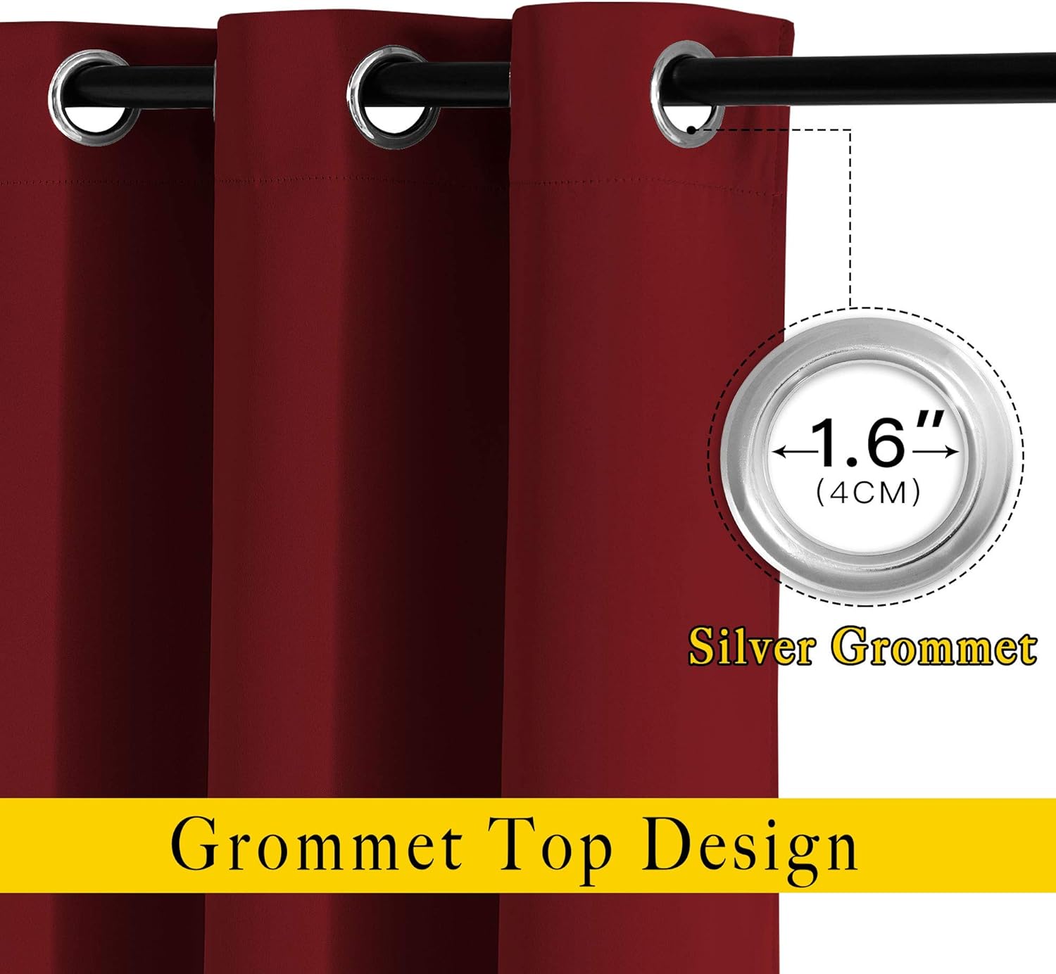 Nicetown Burgundy Red Blackout Curtains Grommet - Thermal Insulated Solid Grommet Blackout Curtains/Panels/Drapes for Bedroom (2-Pack, 52 b…