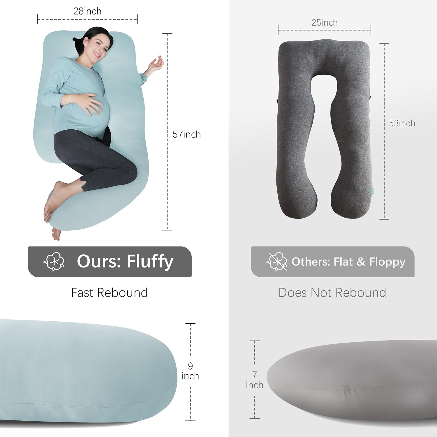 Moonpark MOON PARK Pregnancy Pillows for Sleeping - U Shaped Full Body Maternity Pillow with Removable Cover - Support for Back, Legs, Bell…