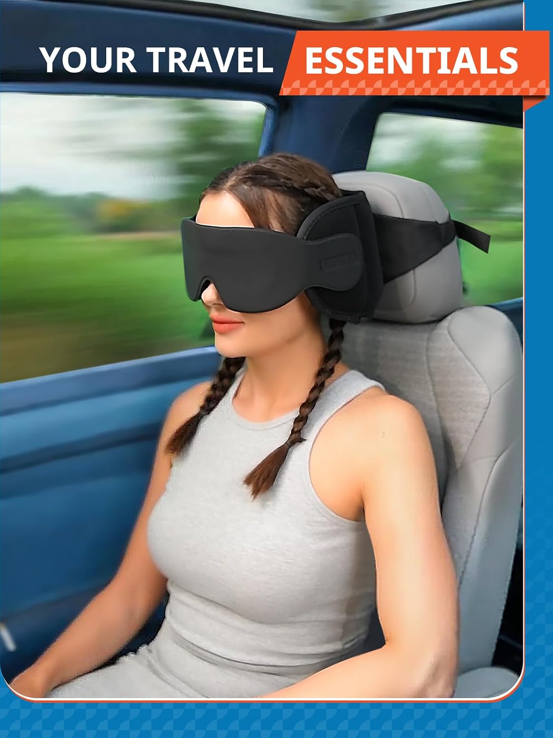 SARISUN Travel Pillow, Car Travel Pillow with 3D Eye Mask for Sleep, 360° Head Support Strap for All Car Seat, Road Trip Essentials, Stop…