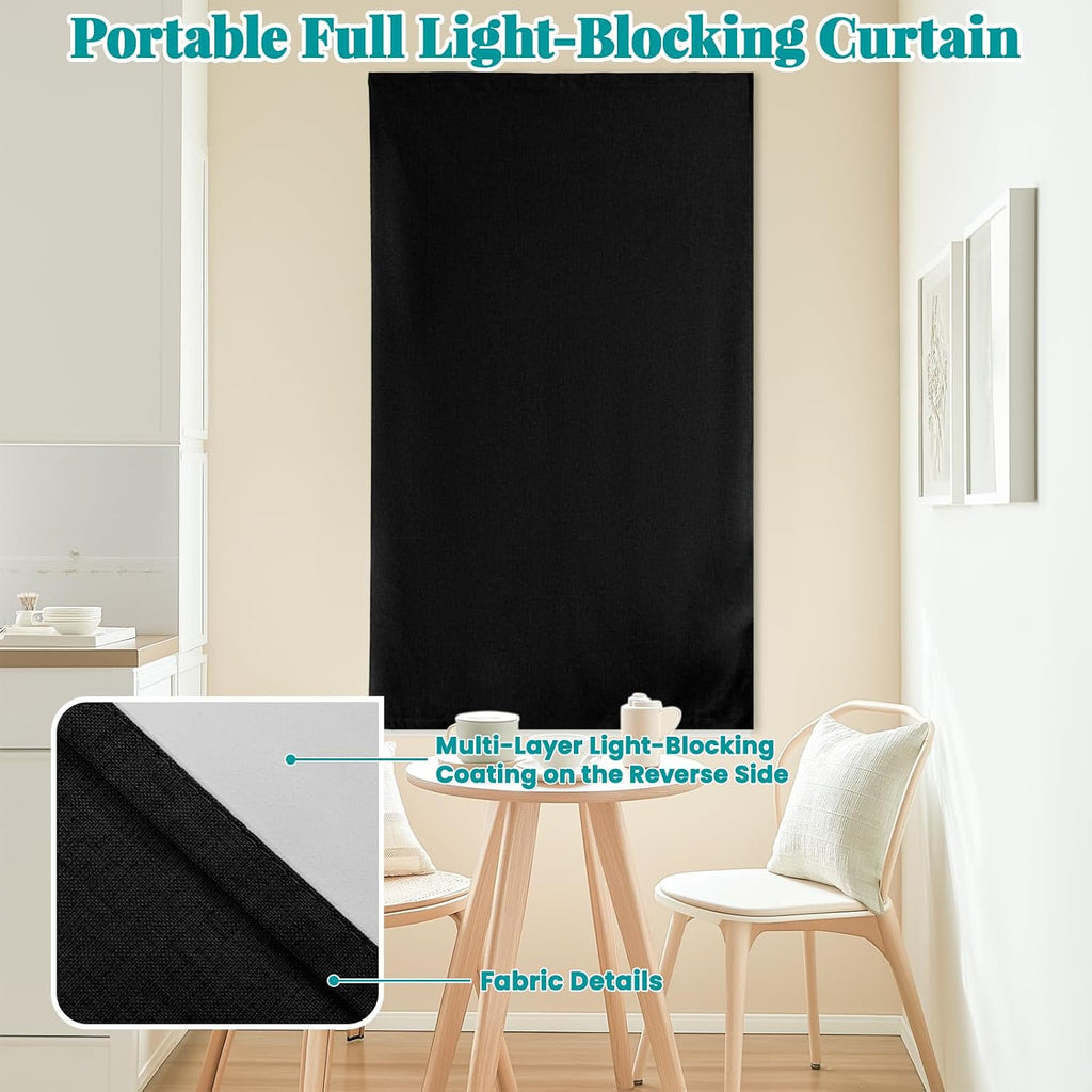 100% Blackout Magic Tape Stick On Curtains Window Shades Pull Down Blackout Window Cover No Drillng Self Adhesive Curtains No Rod Small…