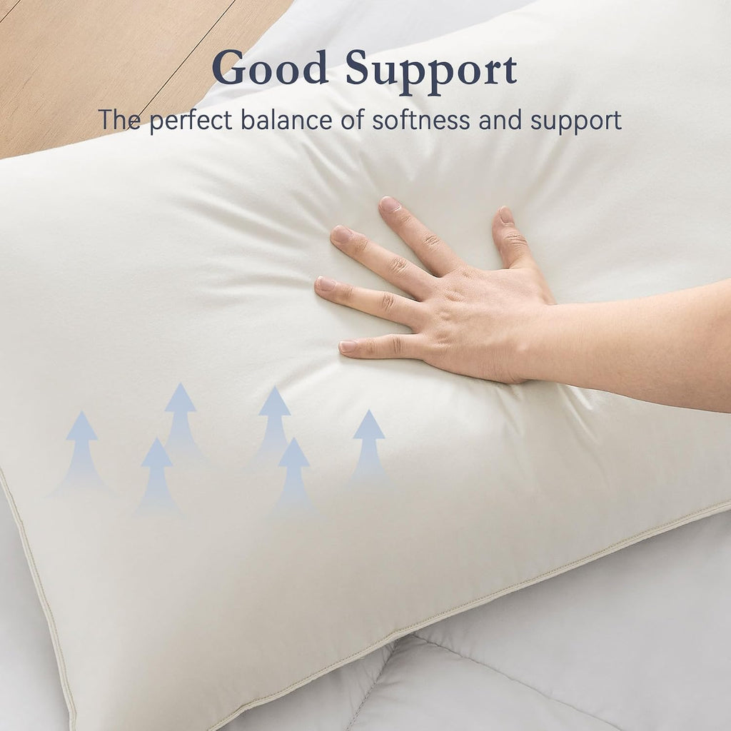 Puredown ® Goose Feather Down Pillows, 100% Organic Cotton Cover, Luxury Hotel Collection Bed Pillows for Sleeping Set of 2, Standard Size…