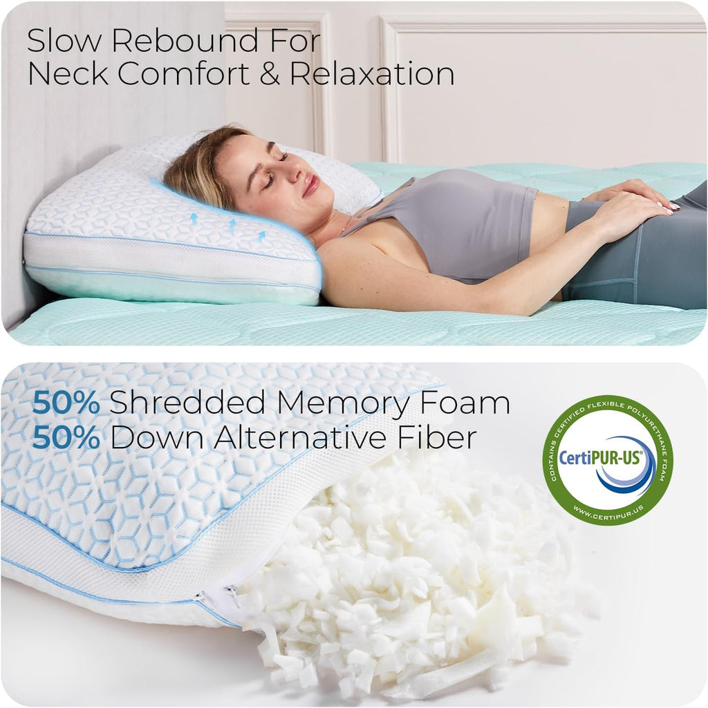 Sweetnight Cooling Pillows, Memory Foam Pillows Queen Size Set of 2, Almohadas para Dormir for Hot Sleepers