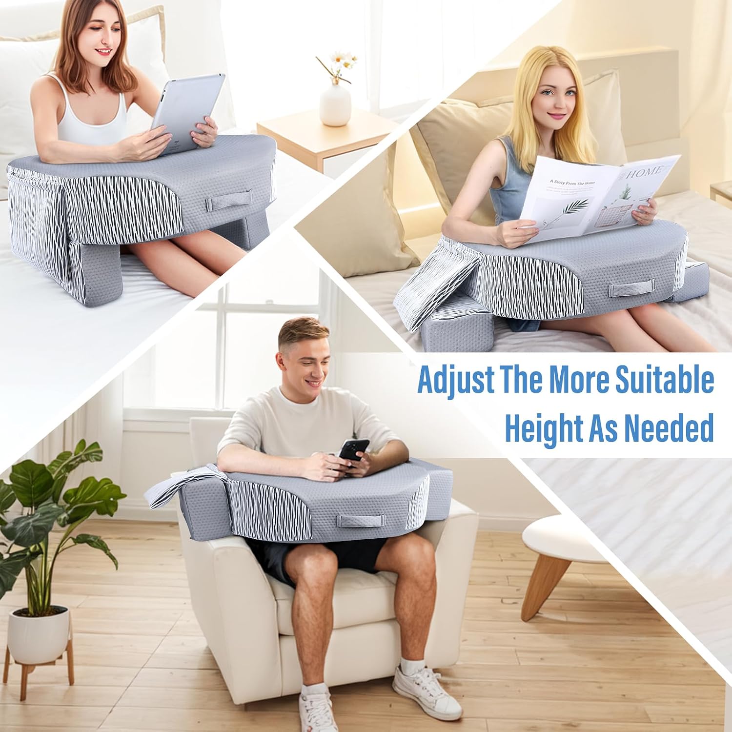 Lebenguru Reading Pillow for Laptop, Extra Large Armrest Gaming Pillow for Working, Hight Adjustable Lap Desk Pillow for Adult Sitting in B…