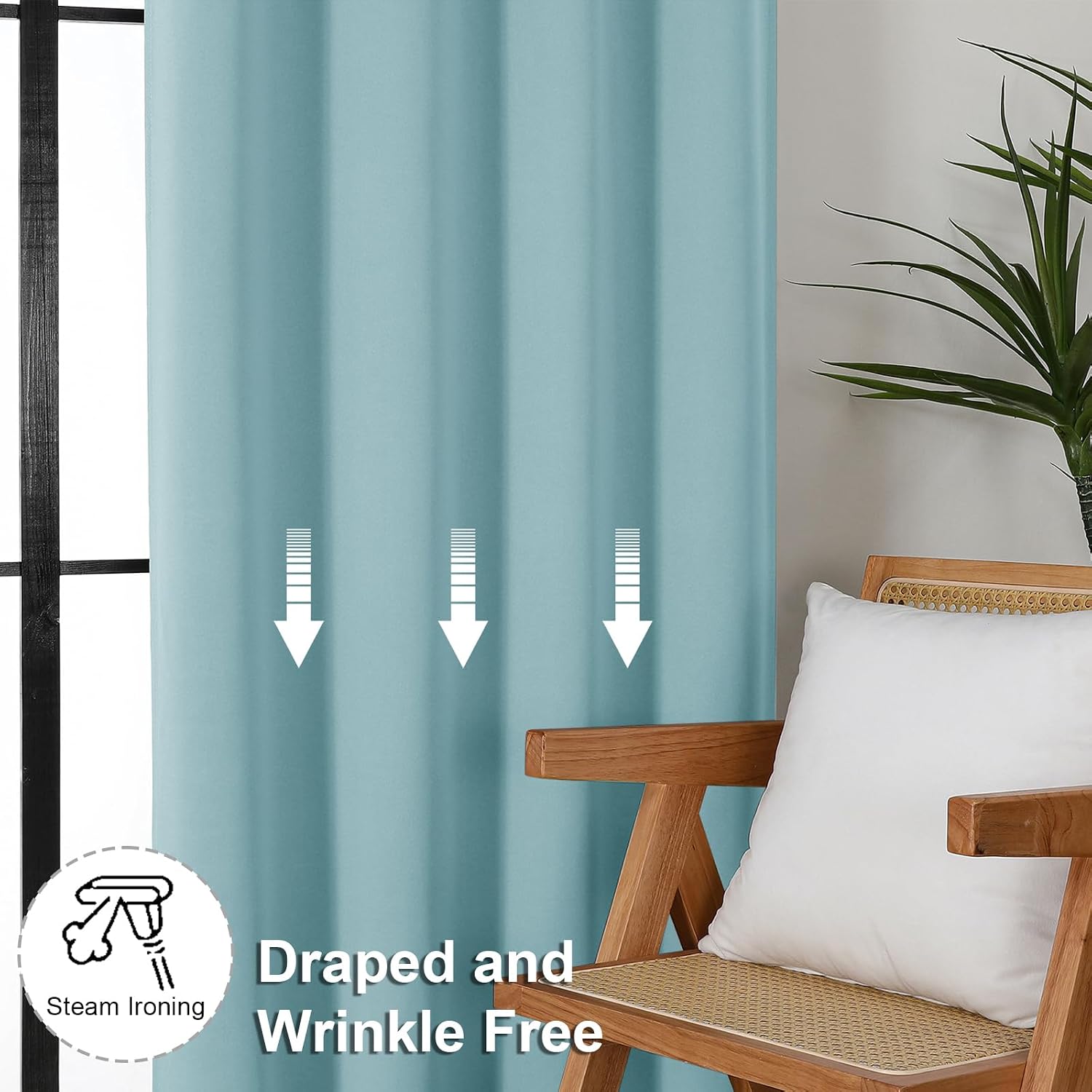Simplebrand Aqua Blackout Curtains for Bedroom 96 Inches Long 2 Panels, Solid Thermal Insulated, Energy Saving Living Room Window Treatment…