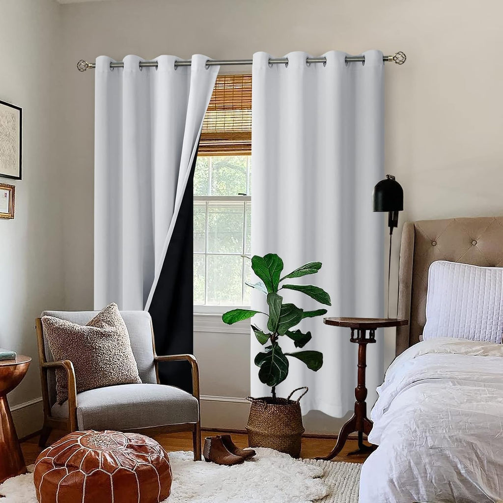 BGment Greyish White 100% Blackout Curtains for Living Room 84 Inch Length 2 Panels, Thermal Insulated Full Light Blocking Energy Save Wind…