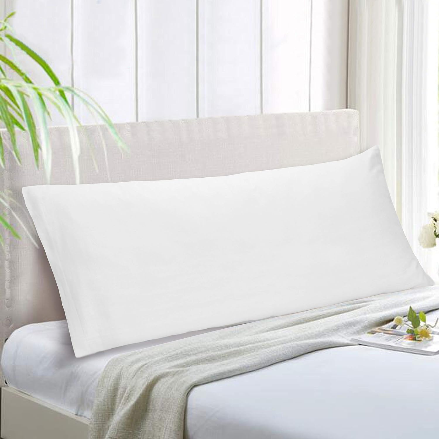 Cottoncraft COTTON CRAFT Pillow Protectors - 220 Thread Count - Set of 2 Pure Combed Cotton - Sateen Weave - White - Body Pillow Protector…