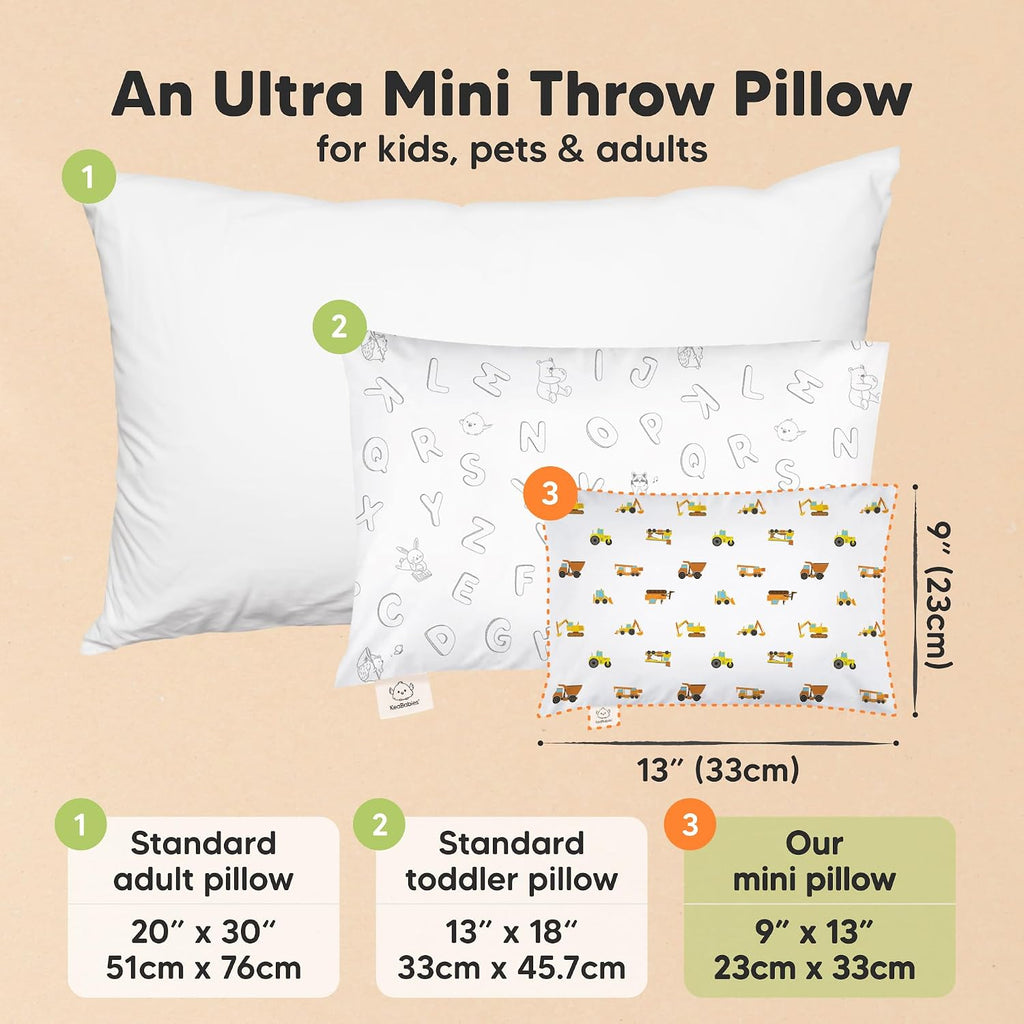 Mini Toddler Pillow with Pillowcase - 9x13 My Little Dreamy Travel Kids Pillow for Sleeping, Toddler Bed, Small, Tiny, Organic Cotton…
