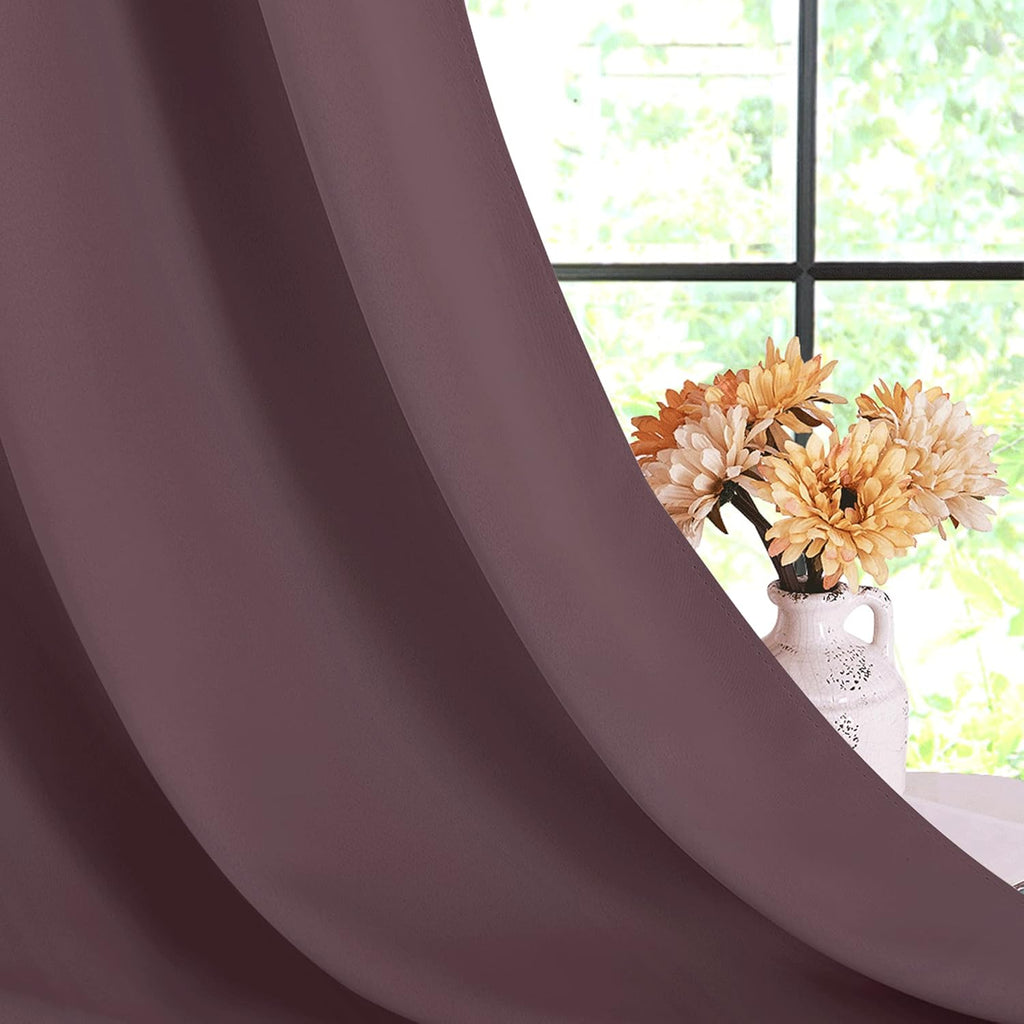 NICETOWN Blackout Curtains for Bedroom, Dry Rose, 34 W by 80 L, Set of 2, Thermal Insulated Curtains & Drapes with Grommet Top for Living…