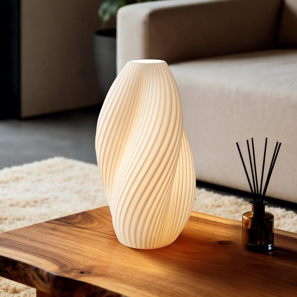 Rondure 11.9" Modern Ceramic Table Lamp, Fully Dimmable Modern Bedside Lamps for Bedroom, Living Room and Nightstand, White Translucent Cer…